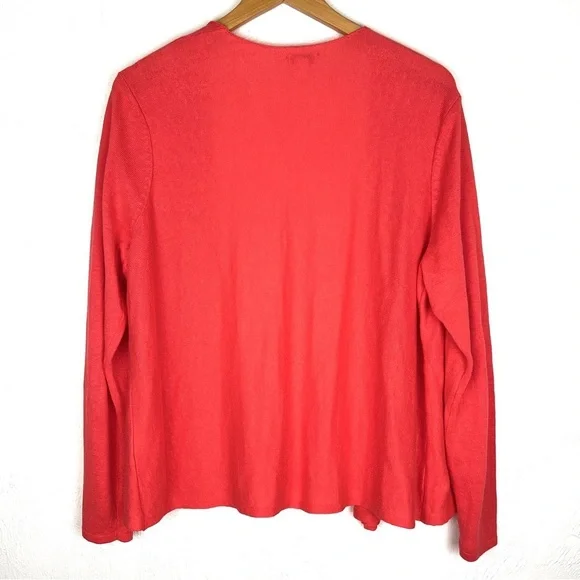 J. Jill Linen Modal Open Front Lightweight Cardigan Coral size 1X - Picture 3 of 5